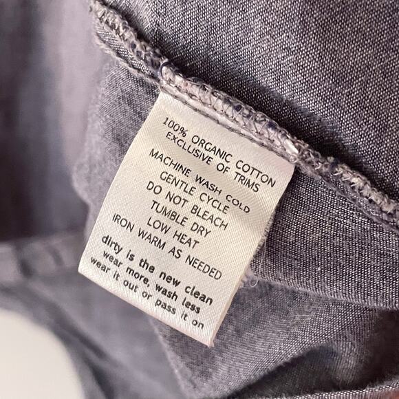 Organic Cotton Tunic Top L Gray Minimalist Boho 3/4 Sleeve Sustainable Roll Tab - Picture 9 of 11